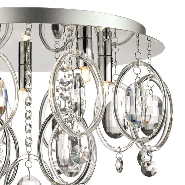 Evangeline 5 Light Flush Polished Chrome & Crystal - Image 4