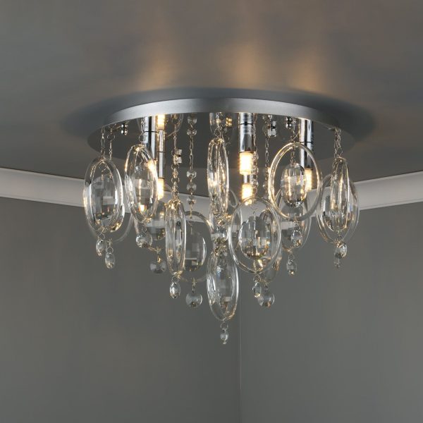 Evangeline 5 Light Flush Polished Chrome & Crystal - Image 5