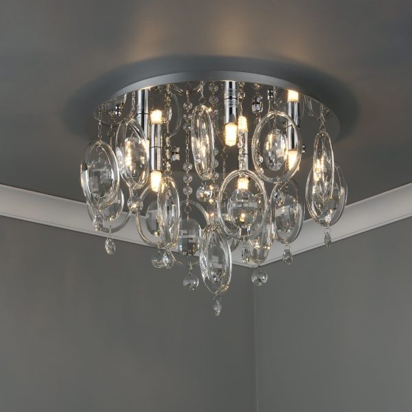 Evangeline 5 Light Flush Polished Chrome & Crystal - Image 6