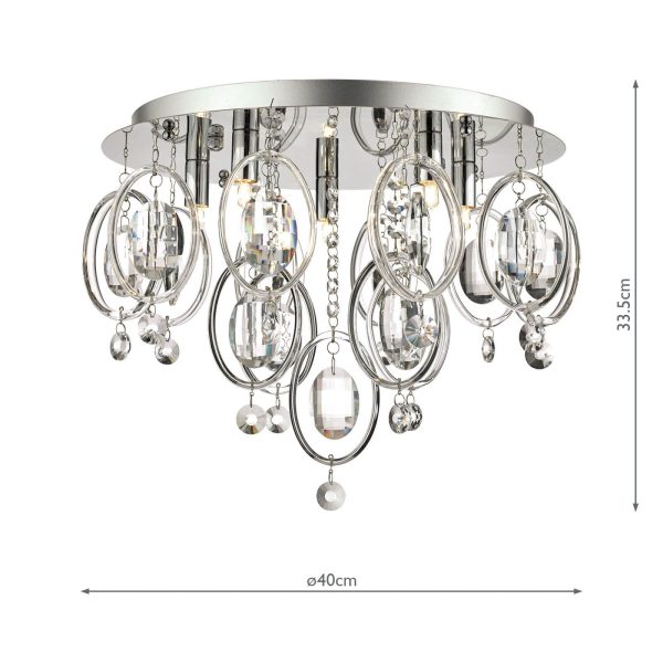 Evangeline 5 Light Flush Polished Chrome & Crystal - Image 7