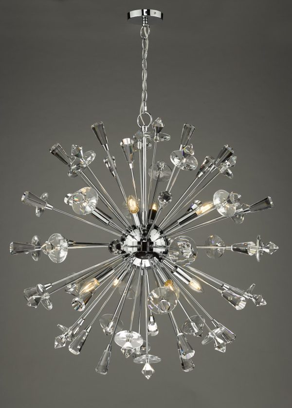 Exodus 8 Light Pendant Polished Chrome Crystal - Image 6