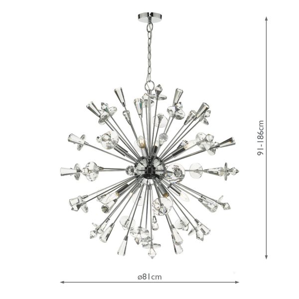 Exodus 8 Light Pendant Polished Chrome Crystal - Image 10