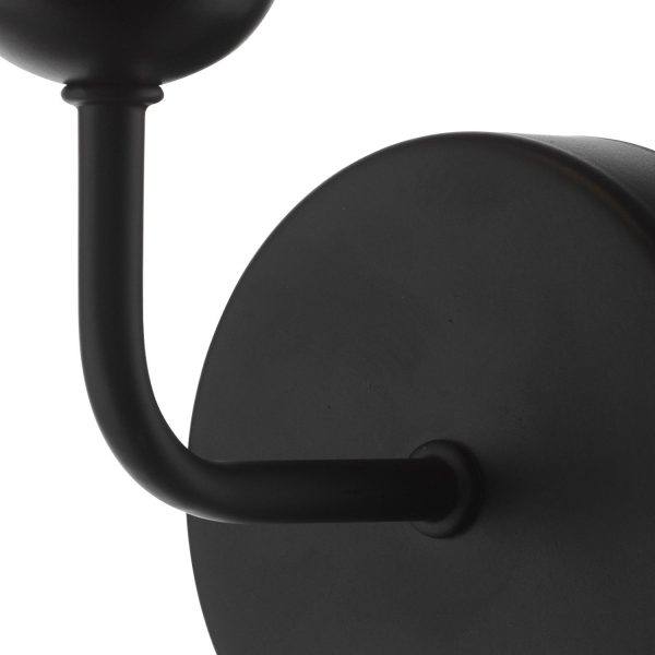 Feya 1 Light Wall Light Matt Black Smoked Glass - Image 4