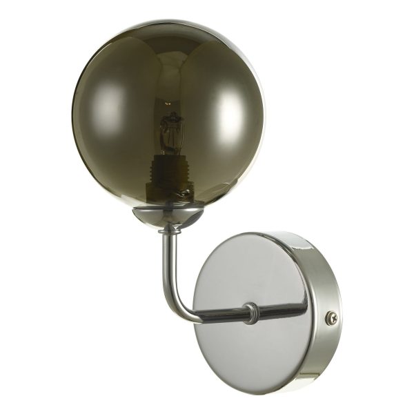 Feya 1 Light Wall Light Polished Chrome Smoked Glass - Image 2