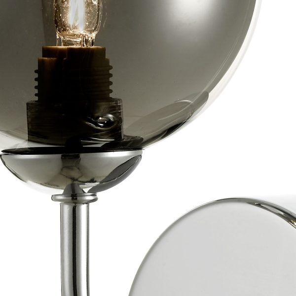 Feya 1 Light Wall Light Polished Chrome Smoked Glass - Image 3