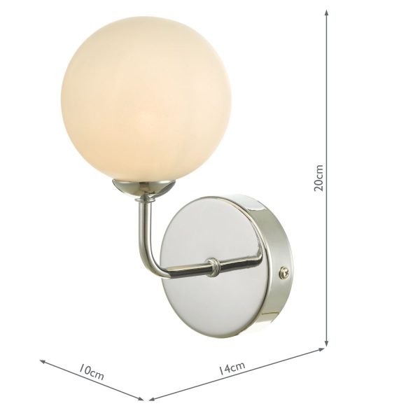 Feya 1 Light Wall Light Polished Chrome Opal Glass - Image 6