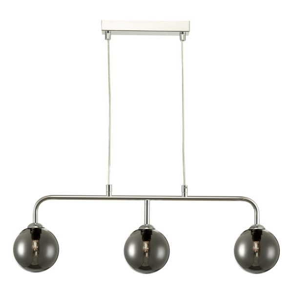 Feya 3 Light Bar Pendant Polished Chrome Smoked Glass