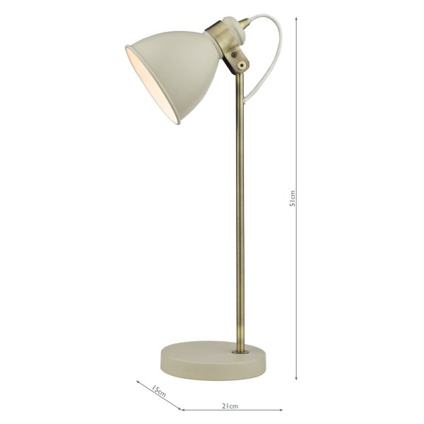 Frederick Task Table Lamp Gloss Cream Antique Brass - Image 8