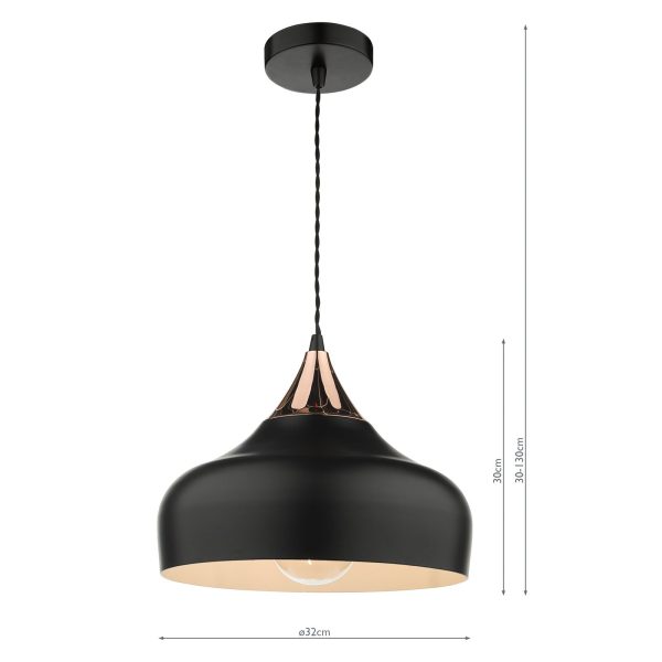 Gaucho 1 Light Single Pendant Black And Copper - Image 7