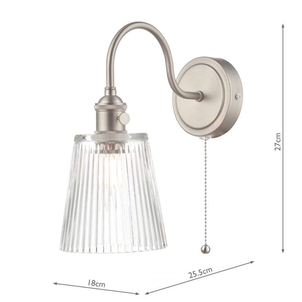 Hadano 1lt Wall Light Antique Chrome With Clear Ribbed Glass Shade - Image 3