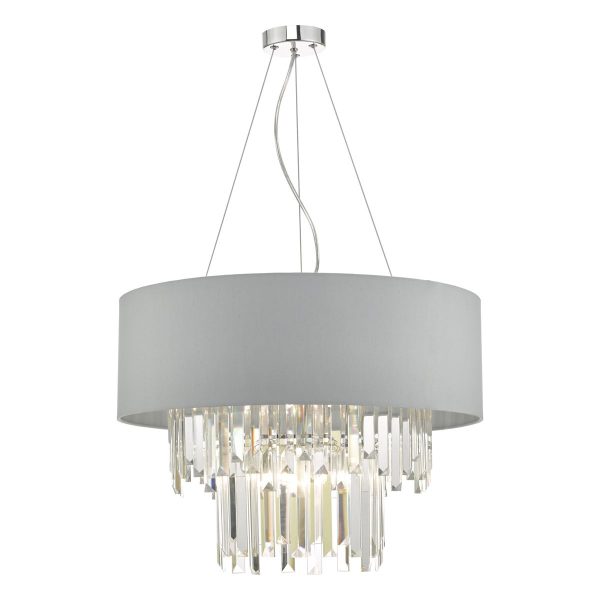 Halle 6lt Pendant Grey & Crystal Cw Shade