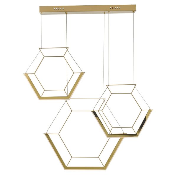 Hexagon 3lt Pendant Gold LED - Image 3