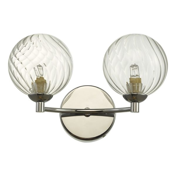 Izzy 2 Light Wall Light Polished Chrome Twisted Glass - Image 2