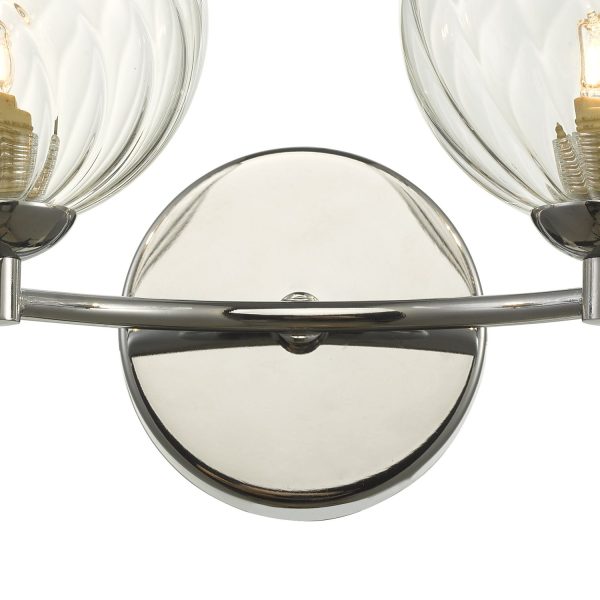 Izzy 2 Light Wall Light Polished Chrome Twisted Glass - Image 4