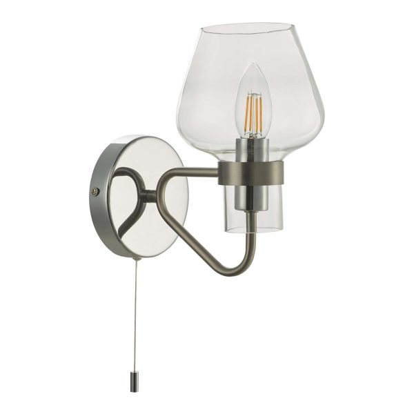 Keta 1 Light Wall Light Satin Chrome & Polished Chrome - Image 2