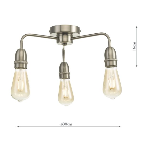 Kiefer 3 Light Flush Satin Chrome - Image 3