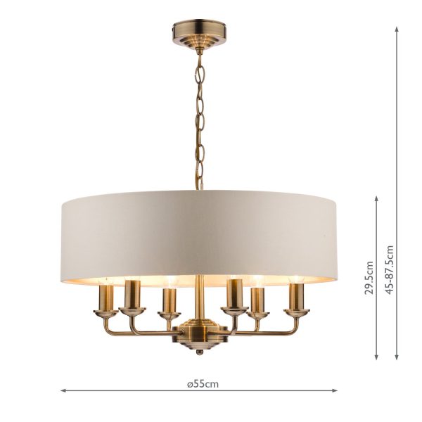 Laura Ashley Sorrento Antique Brass 6 Light Armed Fitting Ceiling Light with Ivory Shade - Image 6