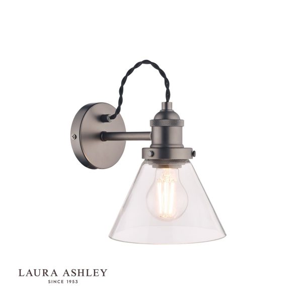 Laura Ashley Isaac Industrial Nickel 1 Light Wall Light