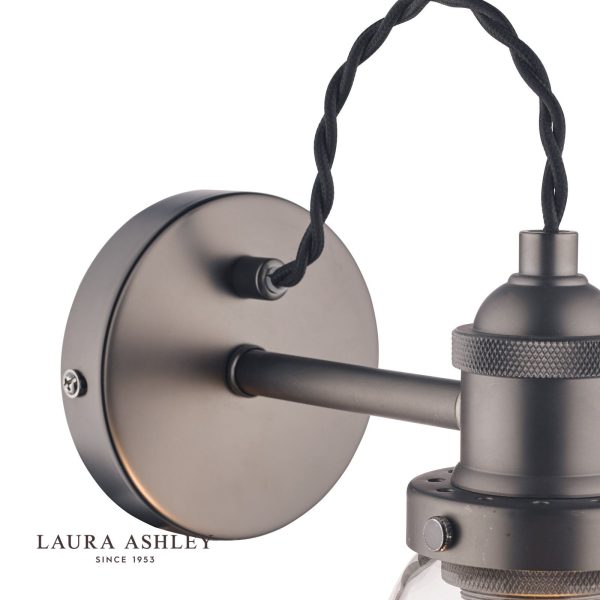 Laura Ashley Isaac Industrial Nickel 1 Light Wall Light - Image 3