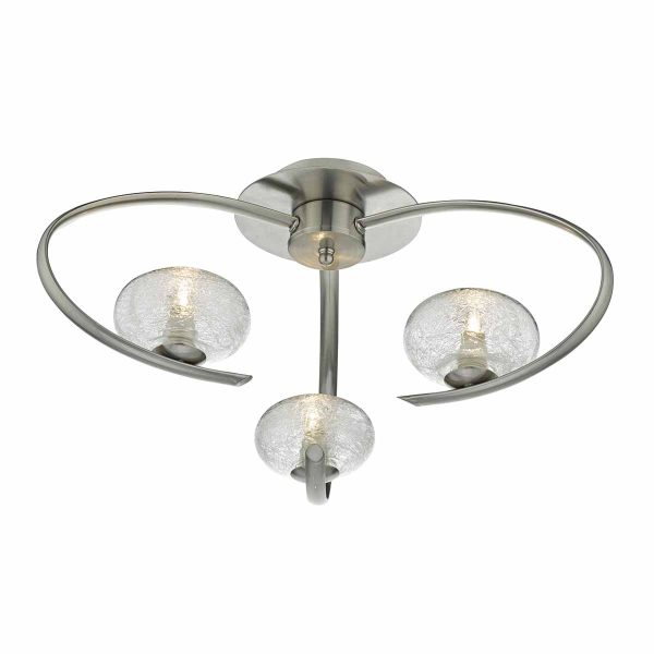 Leighton 3lt Semi Flush Satin Chrome & Sugar Cane Glass - Image 4