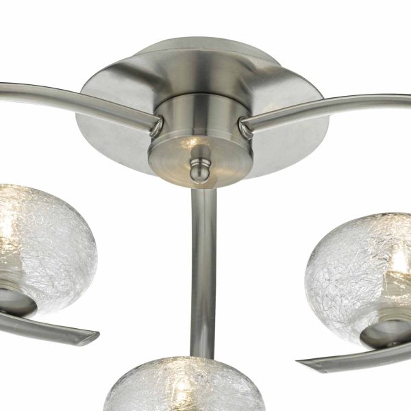 Leighton 3lt Semi Flush Satin Chrome & Sugar Cane Glass - Image 3