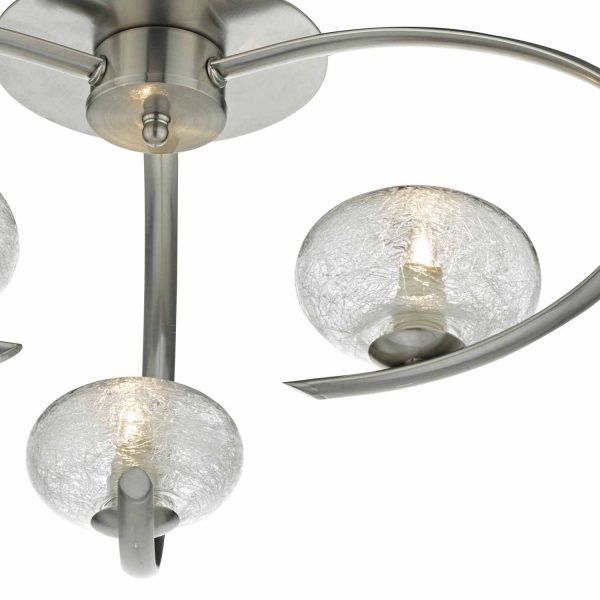 Leighton 3lt Semi Flush Satin Chrome & Sugar Cane Glass