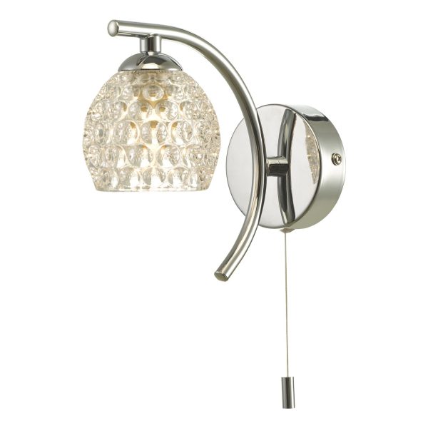 Nakita Wall Light Polished Chrome With Dimpled Glass - Image 2