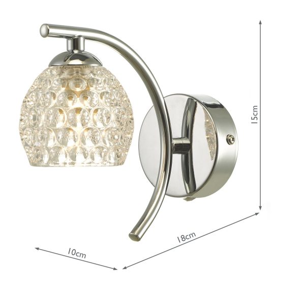 Nakita Wall Light Polished Chrome With Dimpled Glass - Image 6