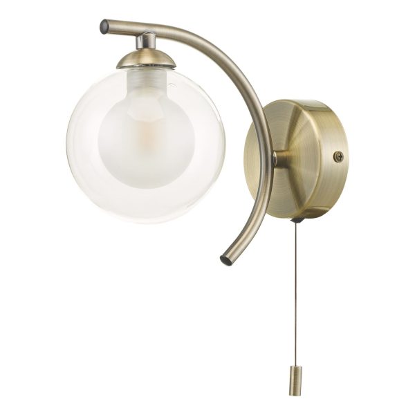 Nakita Wall Light Antique Brass With Clear/Opal Glass - Image 3