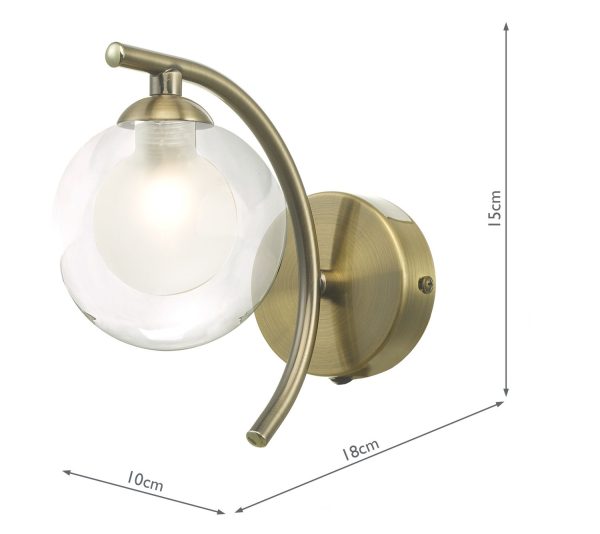 Nakita Wall Light Antique Brass With Clear/Opal Glass - Image 7