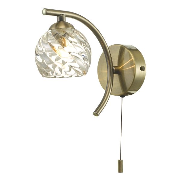 Nakita Wall Light Antique Brass With Twisted Open Glass - Image 2