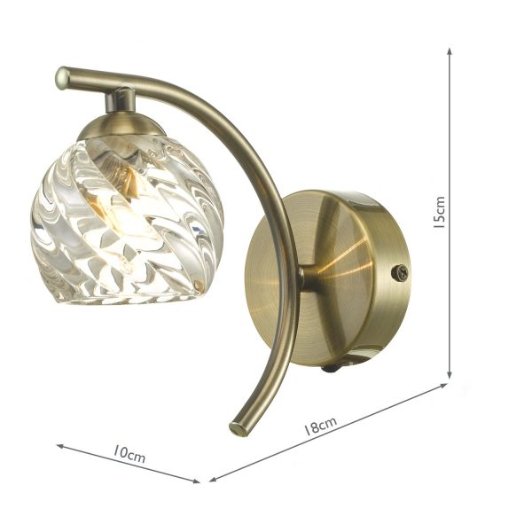 Nakita Wall Light Antique Brass With Twisted Open Glass - Image 7