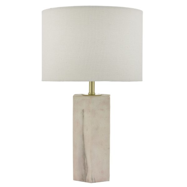 Nalani Table Lamp Pink & Marble Effect With Shade - Image 2