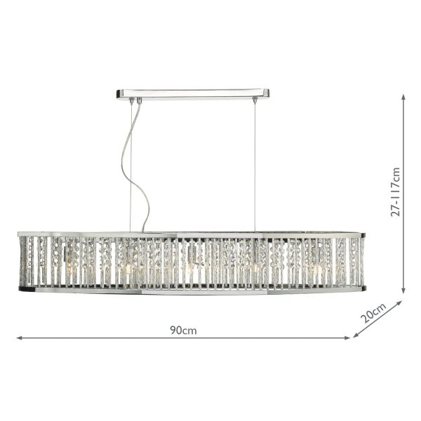 Nantes 5 Light Bar Pendant Polished Chrome Aluminium - Image 9