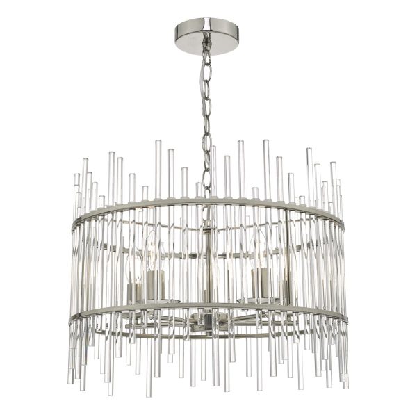 Olyn 5lt Pendant Polished Nickel & Glass