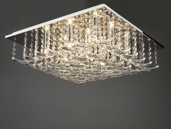 Orella 9 Light Flush Polished Chrome & Crystal - Image 6