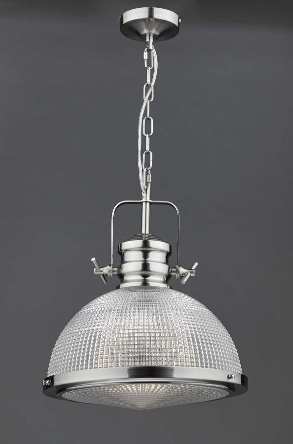 Peyton 1 Light Pendant Satin Nickel And Textured Glass - Image 7