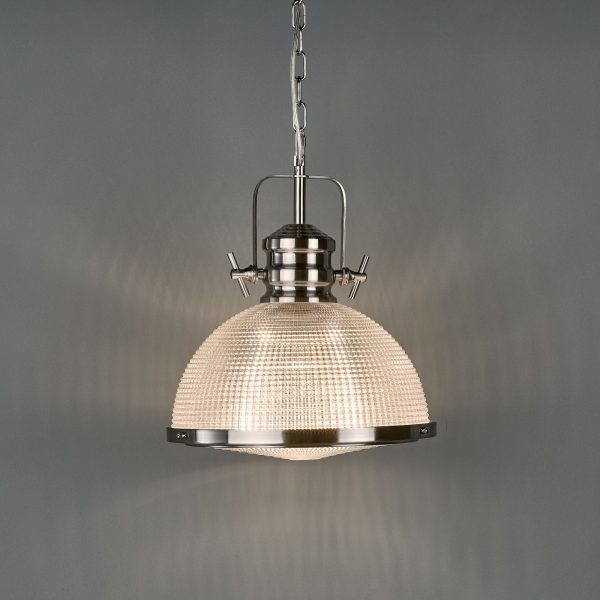 Peyton 1 Light Pendant Satin Nickel And Textured Glass - Image 8