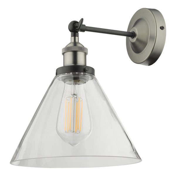 Ray Single Wall Light Antique Nickel Clear Glass - Image 2