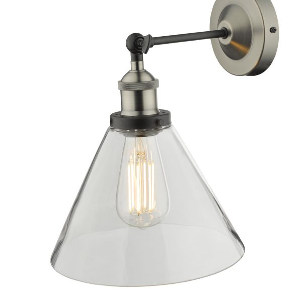 Ray Single Wall Light Antique Nickel Clear Glass - Image 4