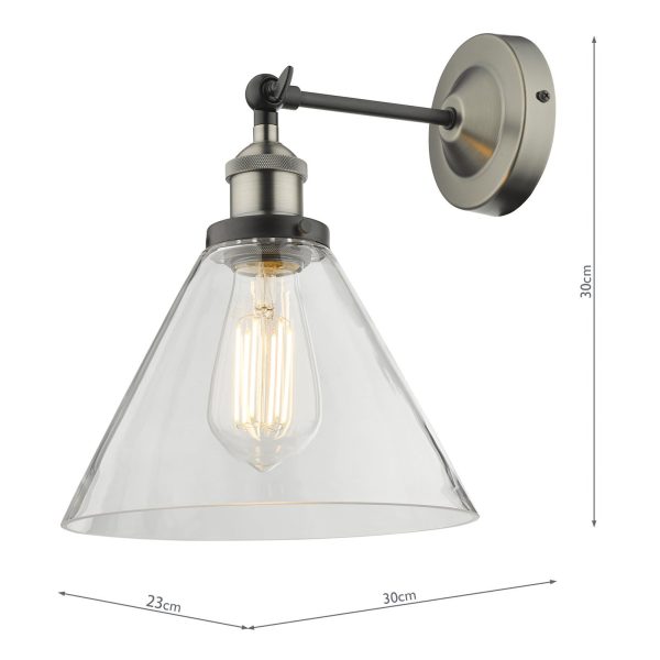 Ray Single Wall Light Antique Nickel Clear Glass - Image 10