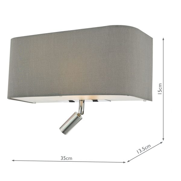 Ronda 3 Light Wall Light Grey With LED Reading Light - Image 7