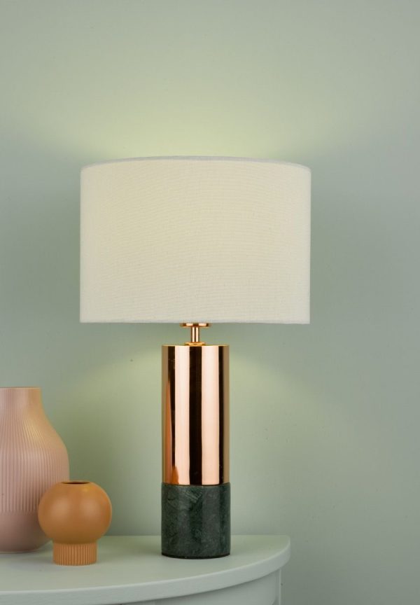 Digby Table Lamp Copper & Green With Shade - Image 4