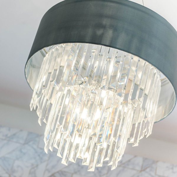 Halle 6lt Pendant Grey & Crystal Cw Shade - Image 2