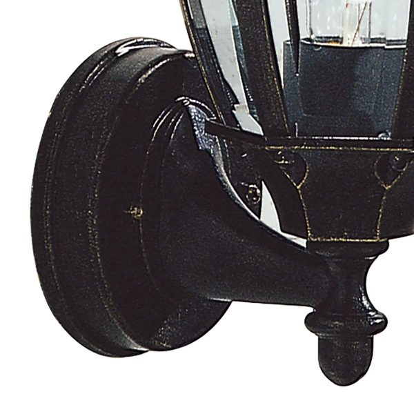 Hambro Uplighter Wall Bracket Black Gold IP43 - Image 3