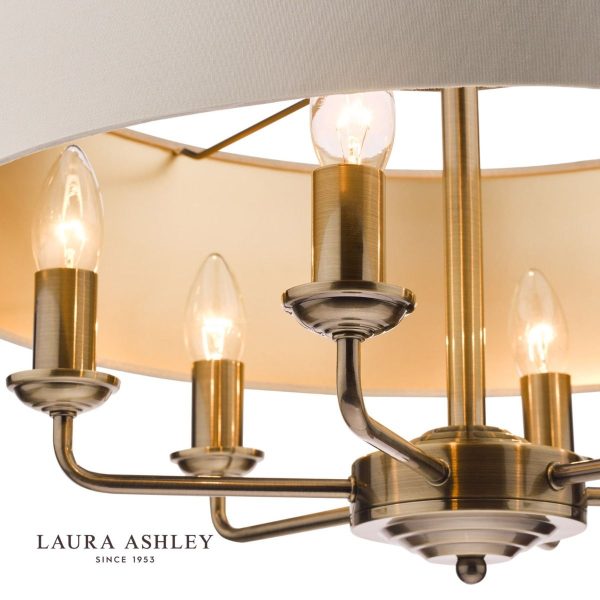 Laura Ashley Sorrento Antique Brass 6 Light Armed Fitting Ceiling Light with Ivory Shade - Image 3