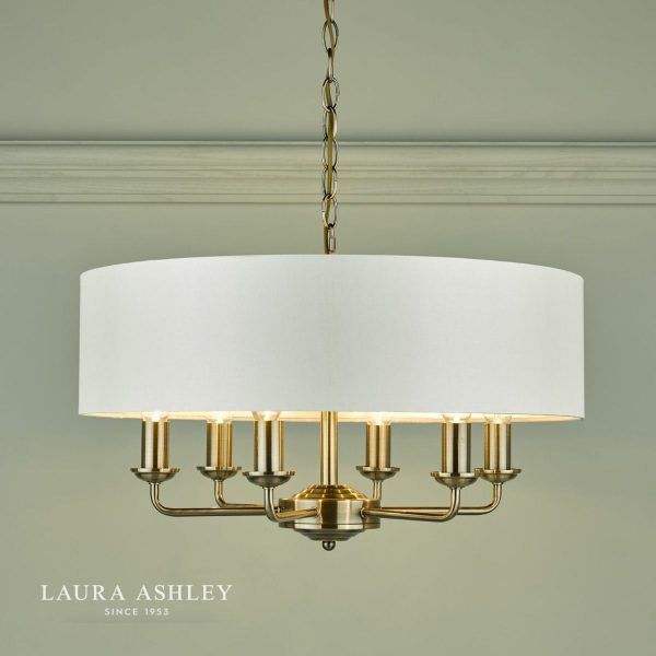 Laura Ashley Sorrento Antique Brass 6 Light Armed Fitting Ceiling Light with Ivory Shade - Image 4