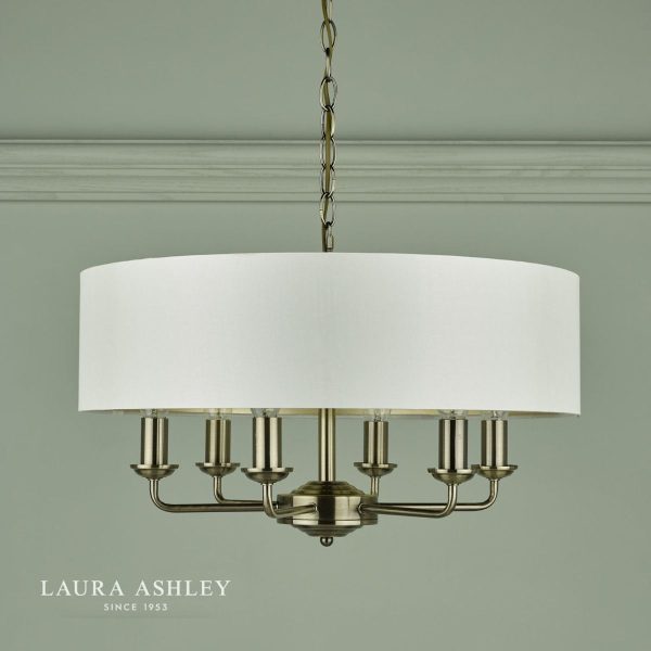 Laura Ashley Sorrento Antique Brass 6 Light Armed Fitting Ceiling Light with Ivory Shade - Image 5