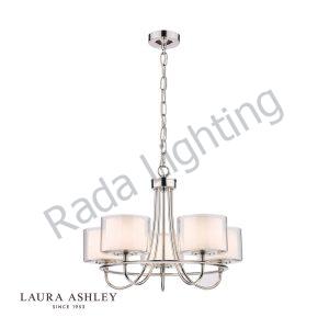 Laura Ashley Southwell Polished Nickel 5 Light Chandelier & Glass Shades