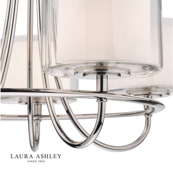 Laura Ashley Southwell Polished Nickel 5 Light Chandelier & Glass Shades - Image 3